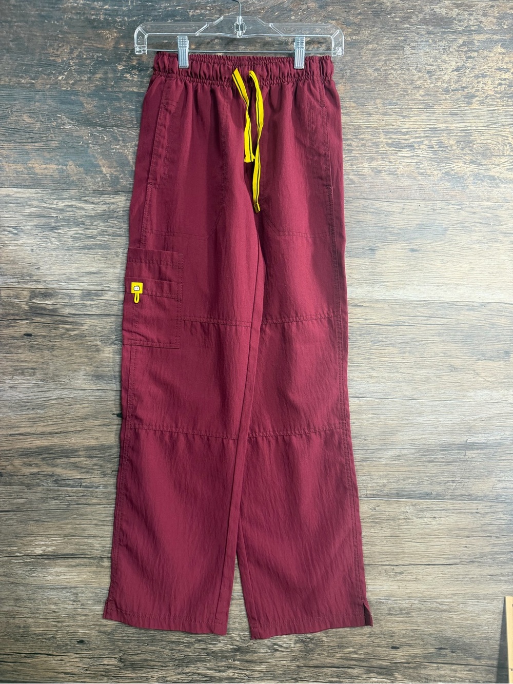 WonderWink Maroon Scrub Pants with Yellow Drawcord